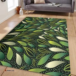 Australia Aboriginal Area Rug - Green Bush Leaves Seamless Area Rug