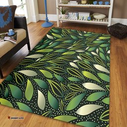 Australia Aboriginal Area Rug - Green Bush Leaves Seamless Area Rug