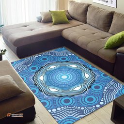 Australia Aboriginal Inspired Area Rug - Aboriginal Dot Design Blue Vector Painting