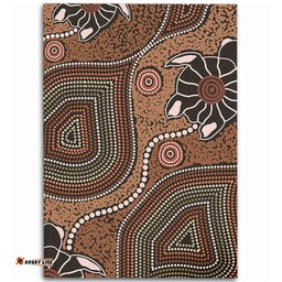 Australia Aboriginal Area Rug - Aboriginal Turtle Art Background Area Rug