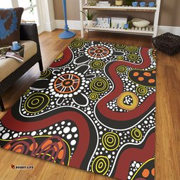 Australia Aboriginal Area Rug - Illustration Based On Aboriginal Style Of Artwork Area Rug