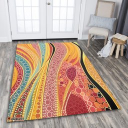 Australia Aboriginal Area Rug - Indigenous Aboriginal Art Dot Color Area Rug