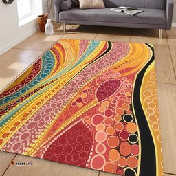 Australia Aboriginal Area Rug - Indigenous Aboriginal Art Dot Color Area Rug