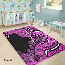 Australia Area Rug Aboriginal Indigenous Dot Painting Pink