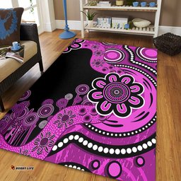 Australia Area Rug Aboriginal Indigenous Dot Painting Pink