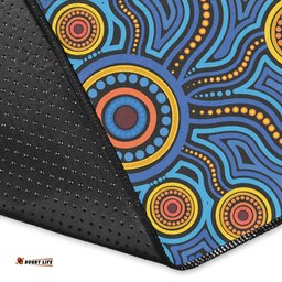 Australia Aboriginal Inspired Area Rug - Blue Aboriginal Connection Artwork