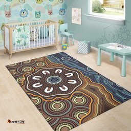 Australia Aboriginal Inspired Area Rug - Aboriginal Dot Circle Art