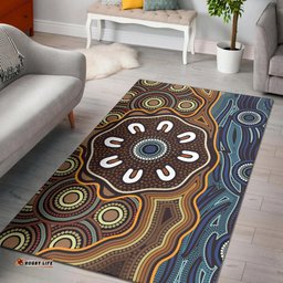 Australia Aboriginal Inspired Area Rug - Aboriginal Dot Circle Art