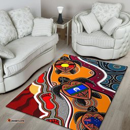 Australia Area Rug - Australia Aboriginal Inspired Dots With Turtle and NAIDOC Flags