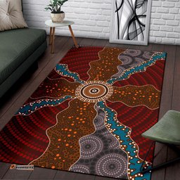 Australia Aboriginal Inspired Area Rug -  Dot Painting Art Connection Concept Rug