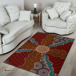 Australia Aboriginal Inspired Area Rug -  Dot Painting Art Connection Concept Rug