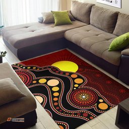 Australia Aboriginal Inspired Area Rug - Australia Aboriginal Inspired Flag Circle Dot Painting Art