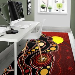 Australia Aboriginal Inspired Area Rug - Australia Aboriginal Inspired Flag Circle Dot Painting Art