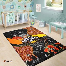 All Stars Rugby Anzac Aboriginal Inspired Area Rug - All Stars with Anzac Day with Poppy Flower Area Rug