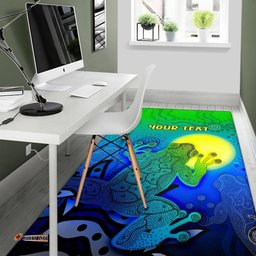 [Custom] Australia Aboriginal Inspired Area Rug - Indigenous Frog (Blue)