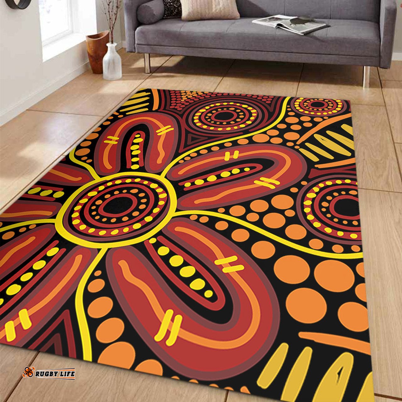 Australia Aboriginal Area Rug - Dot Art That Reflects Aboriginal Traditions Inspired Area Rug