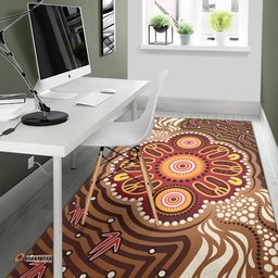 Australia Aboriginal Inspired Area Rug - Brown Boomerang Aboriginal Dot Artwork