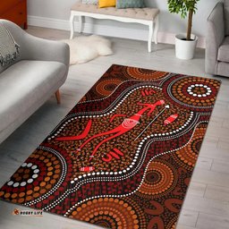 Australia Aboriginal Inspired Area Rug - Indigenous man with spear dot painting