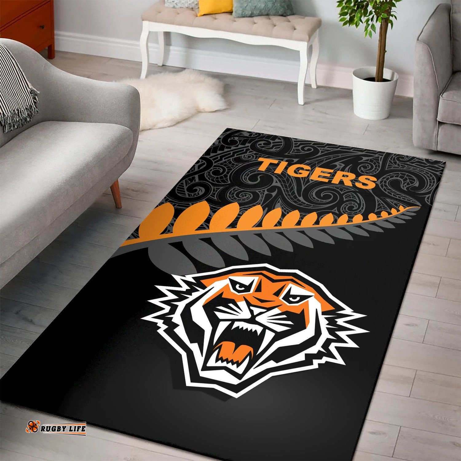 wests tigers area rug rugby maori nrl tee aussie