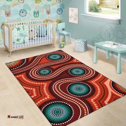 Australia Aboriginal Inspired Area Rug - Indigenous Aboriginal Inspired Dot Painting Art 2
