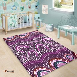 Australia Aboriginal Area Rug - Purple Aboriginal Dot Art Style Painting Area Rug