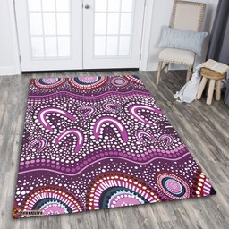 Australia Aboriginal Area Rug - Purple Aboriginal Dot Art Style Painting Area Rug