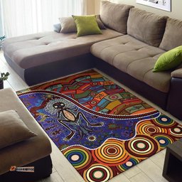Australia Aboriginal Inspired Area Rug - Shaman People and Animals