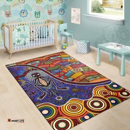Australia Aboriginal Inspired Area Rug - Shaman People and Animals