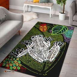Australia Aboriginal Inspired Area Rug - Indigenous Watercolor Dot Art Frog