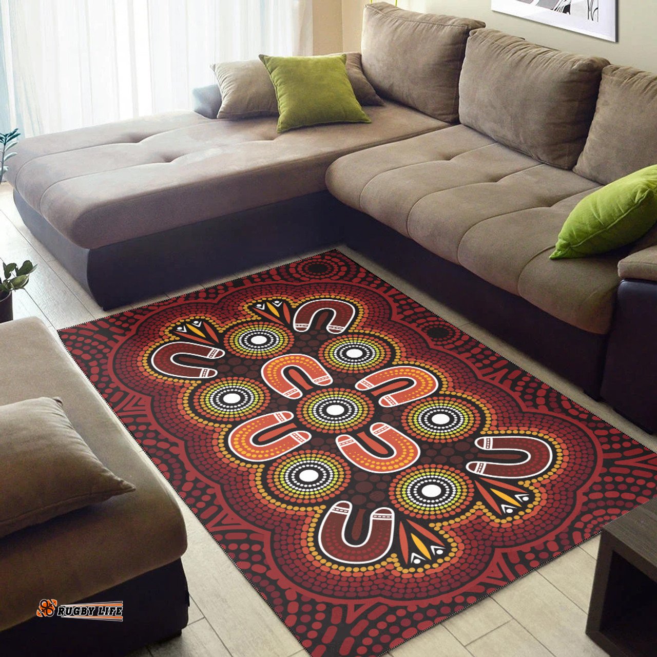 Australia Aboriginal Inspired Area Rug - Australian Aboriginal Dot Design Vector Painting