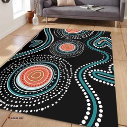 Australia Dot Painting Inspired Aboriginal Area Rug - Aboriginal Green Dot Patterns Art Painting Area Rug
