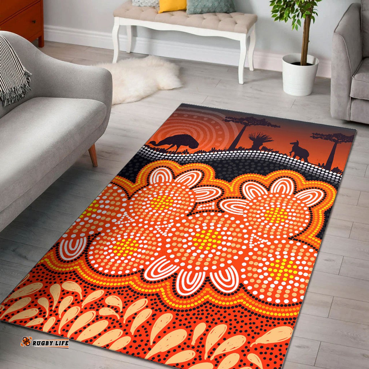 Australia Aboriginal Inspired Area Rug - Australian art background nature concept
