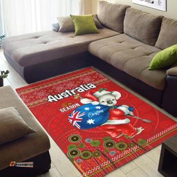 Aboriginal Christmas Area Rug - Custom Australia Koala Ugly Christmas with Aboriginal Inspired Red Rug