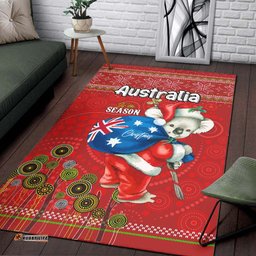 Aboriginal Christmas Area Rug - Custom Australia Koala Ugly Christmas with Aboriginal Inspired Red Rug