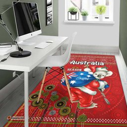 Aboriginal Christmas Area Rug - Custom Australia Koala Ugly Christmas with Aboriginal Inspired Red Rug