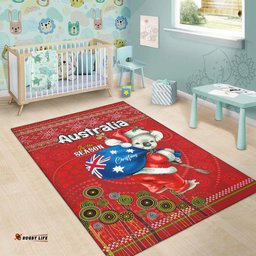 Aboriginal Christmas Area Rug - Custom Australia Koala Ugly Christmas with Aboriginal Inspired Red Rug