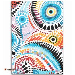 Australia Aboriginal Area Rug - Traditional Australian Aboriginal Native Design (White) Area Rug