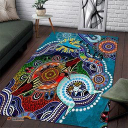 Personalised Sharks NAIDOC Week 2024 Area Rug Australia Aboriginal Dot Painting