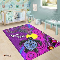 Custom Personalised Australia Lizard and Turtle Area Rug Aboriginal Art Beautiful Life
