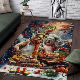Aussie Christmas Kangaroo and Koala Area Rug