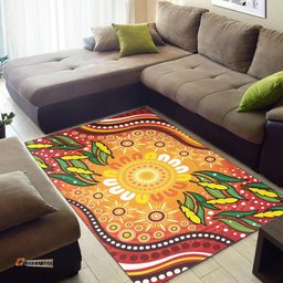 Australia Aboriginal Inspired Area Rug - Leaf Aboriginal Art Background