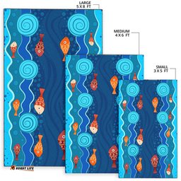 Australia Aboriginal Inspired Area Rug - Aboriginal Inspired dot art painting with fish