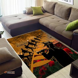 ANZAC Day 2024 Area Rug Silver Fern With A Trumpet Soldier