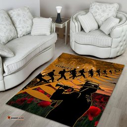 ANZAC Day 2024 Area Rug Silver Fern With A Trumpet Soldier