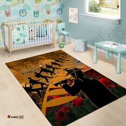 ANZAC Day 2024 Area Rug Silver Fern With A Trumpet Soldier