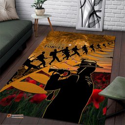 ANZAC Day 2024 Area Rug Silver Fern With A Trumpet Soldier