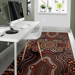 aboriginal area rug boomerang circle dot painting art ver02 tee aussie