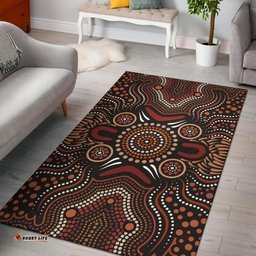 aboriginal area rug boomerang circle dot painting art ver02 tee aussie