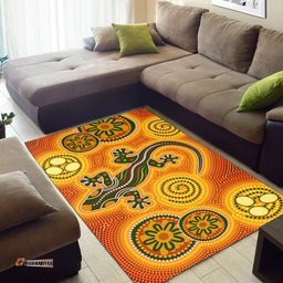 Australia Aboriginal Inspired Area Rug - Aboriginal Inspired dot art background with lizard