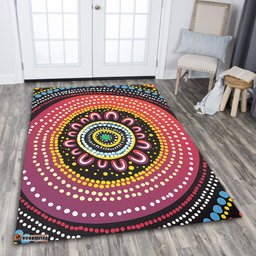 Australia Aboriginal Area Rug - Aboriginal Showcasing Dot Art Design Area Rug